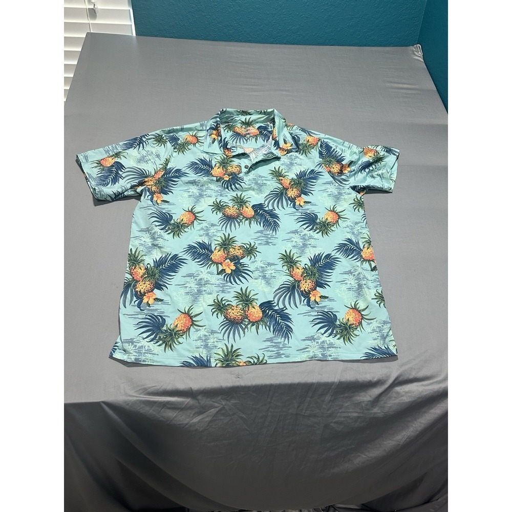 Tommy‎ Bahama Island Zone Polo Shirt Performance Mens XL Tropical Pineapple Palm